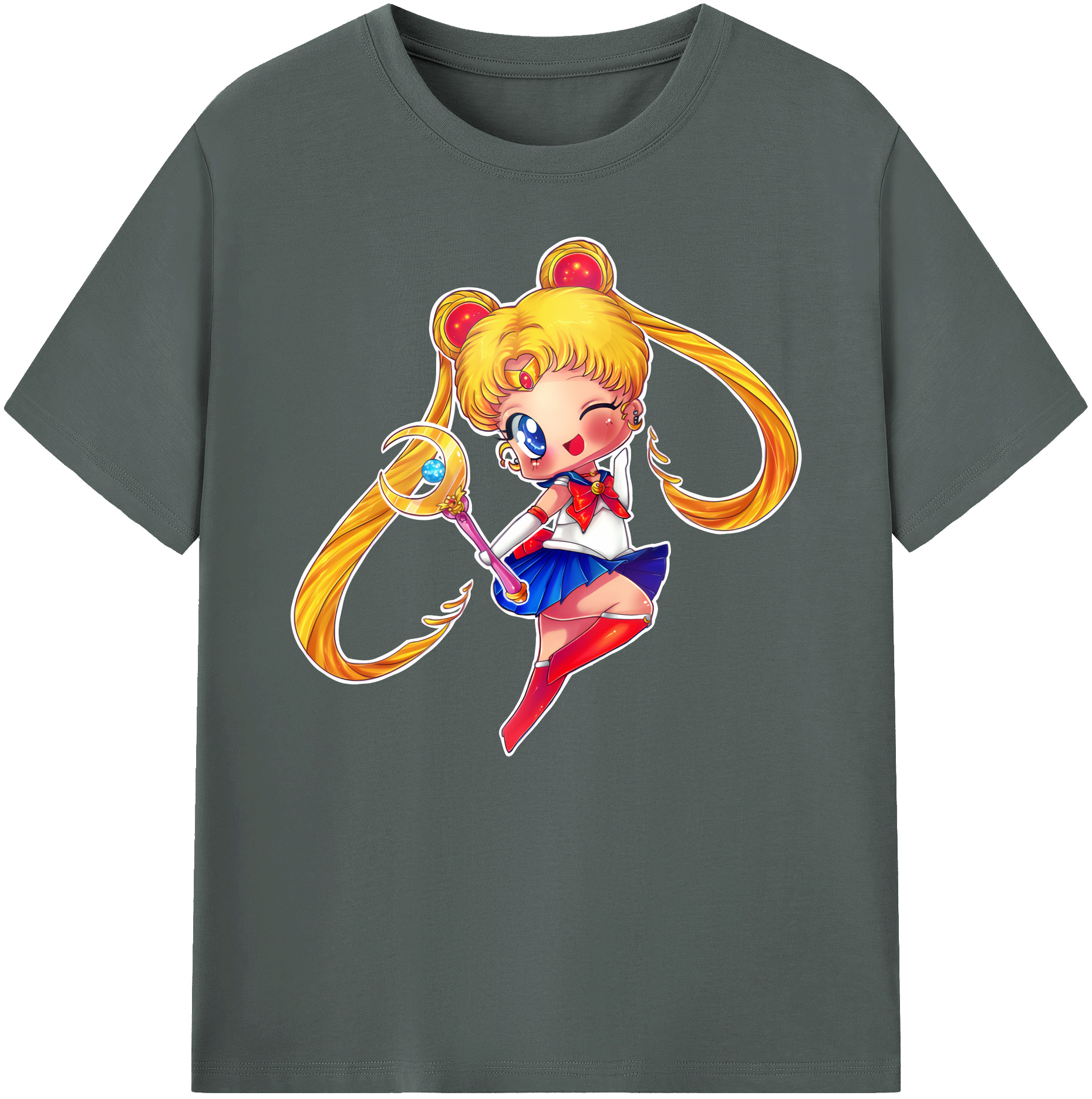 （画像用） 美少女戦士セーラームーン 月野 うさぎ つきの うさぎ Sailor Moon Tsukino Usagi 綿100％ メンズ半袖Tシャツ｜肌触りやわらか＆通気性